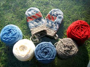 mittens and yarn balls